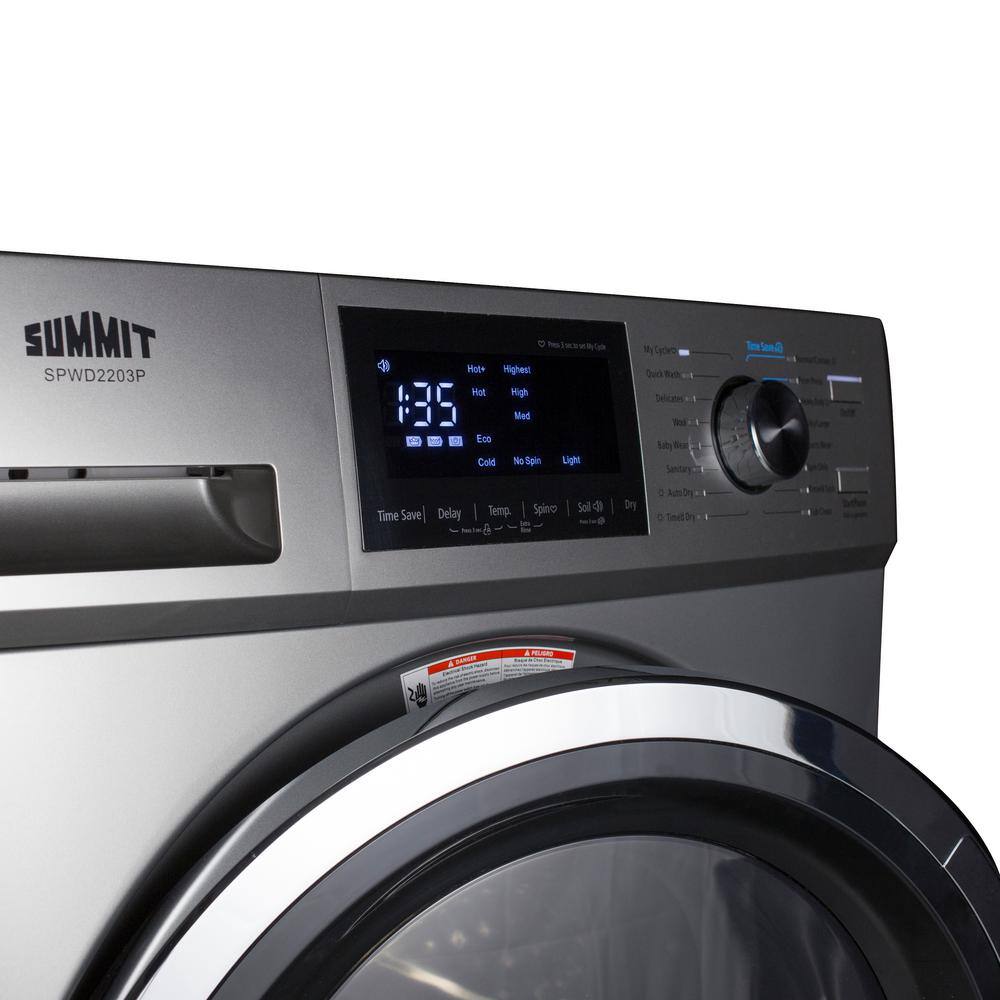 Summit Appliance 2.7 cu. ft. 24 in. All-in-One Ventless Electric Washer Dryer Combo in Platinum SPWD2203PE