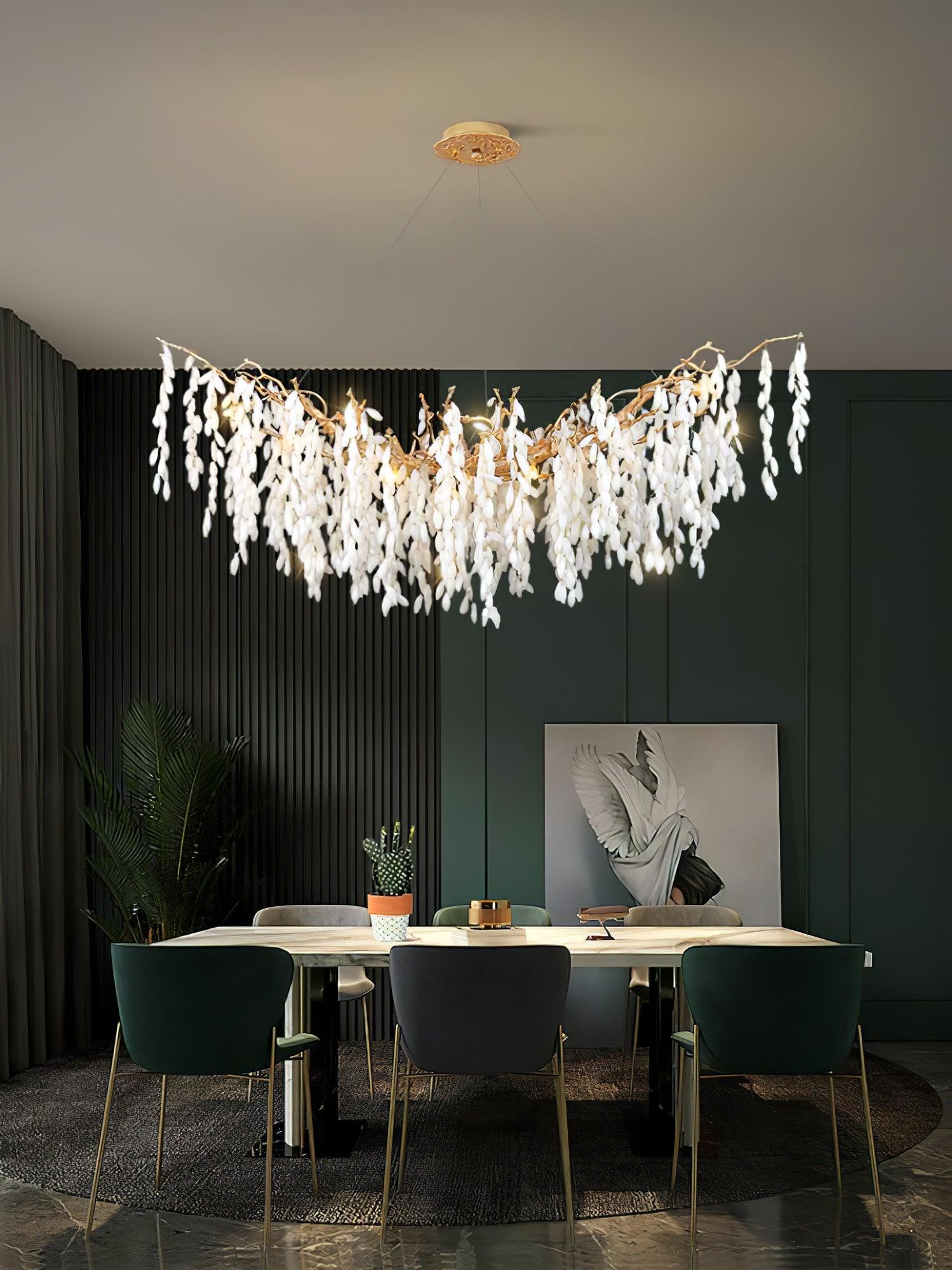 White Jade Branch Brass Chandelier