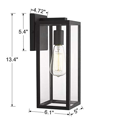 Bestshared Outdoor Wall Lantern, 1-Light Exterior Wall Sconce Light Fixtures,Wall Mounted Single Light, Black Wall Lamp with Clear Glass (Black, 4 Pack)