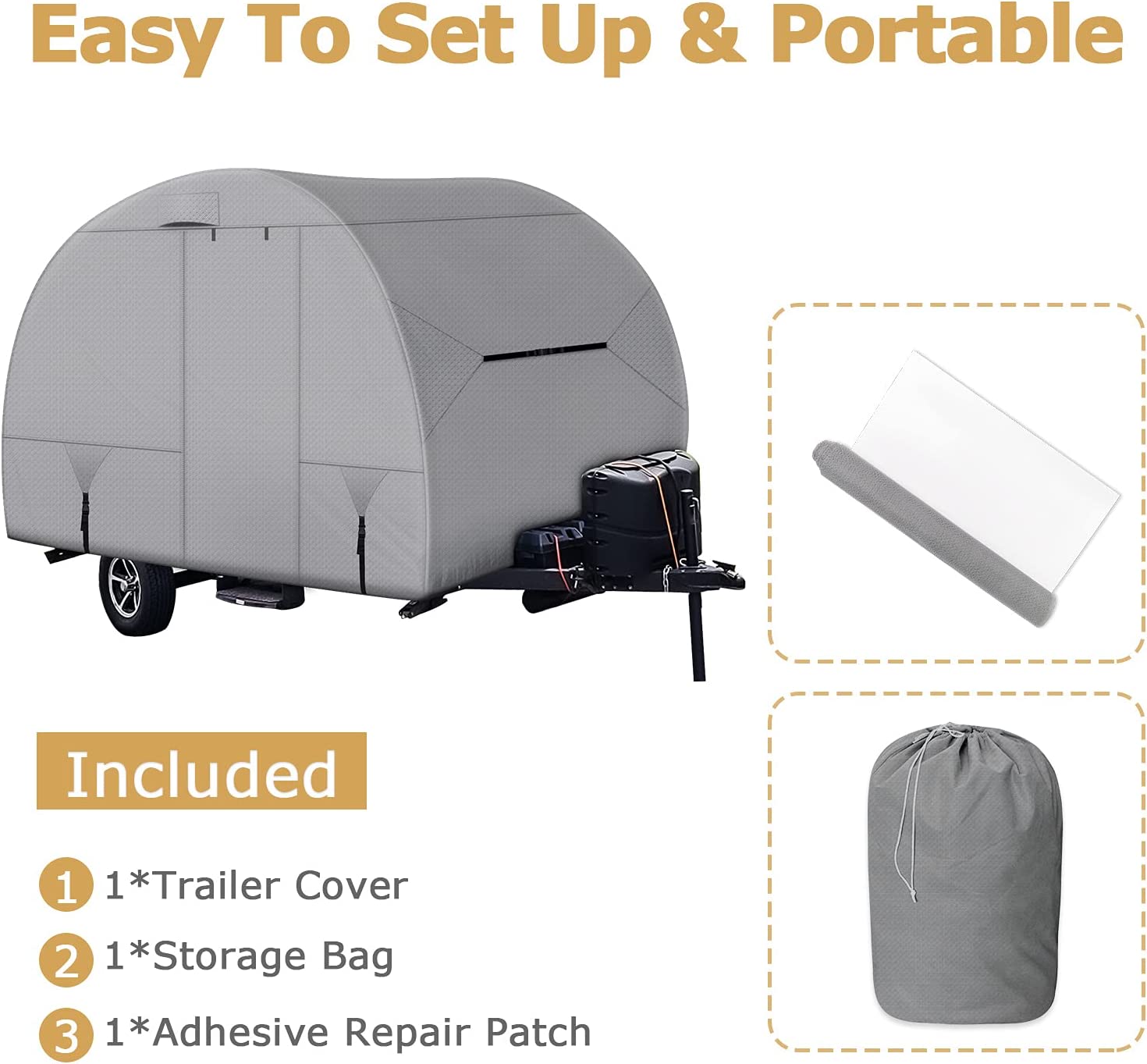 Leader Accessories Travel Trailer Storage Cover R-pod Cover RV Cover， Fits RP-151 (Model 1- Up to 13'7