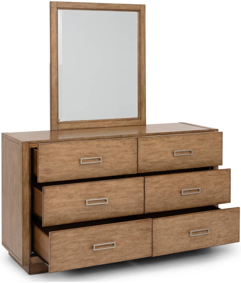 Homestyles Big Sur Oak Six Drawer Dresser and Mirror