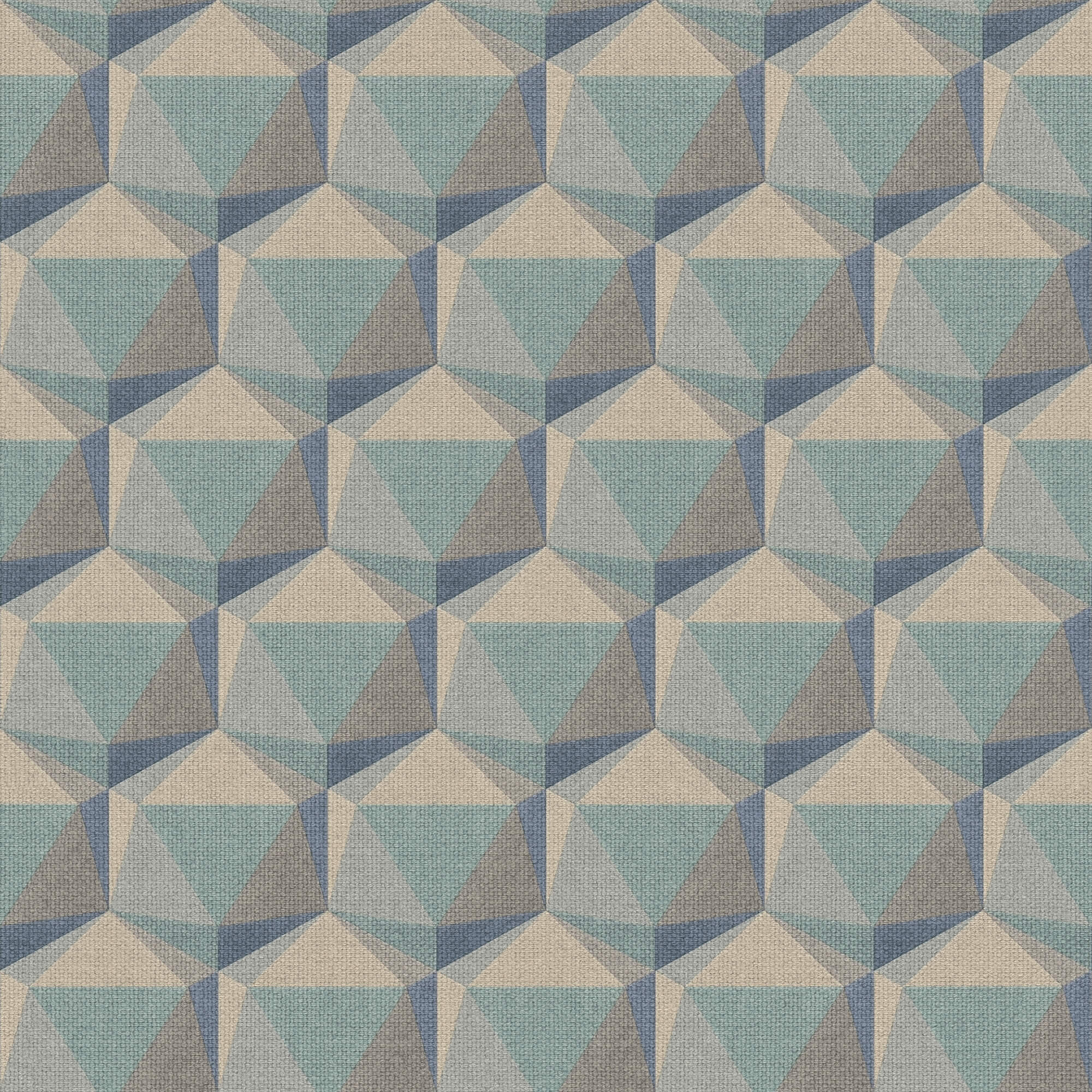 Geometric Motif Wallpaper in Beige/Blue/Green