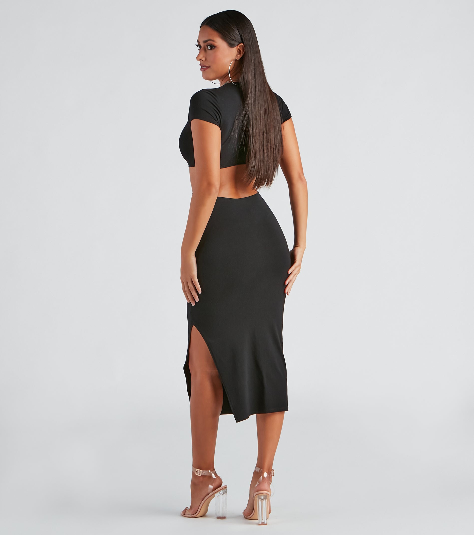 Thinking About Knit Cutout Midi Dress