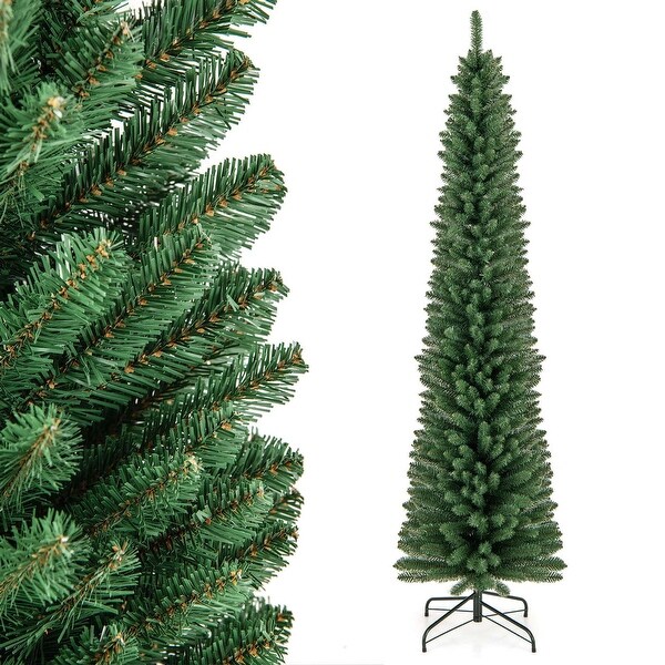 Costway 5/6/7/8 FT Pencil Christmas Tree Artificial Xmas Tree with