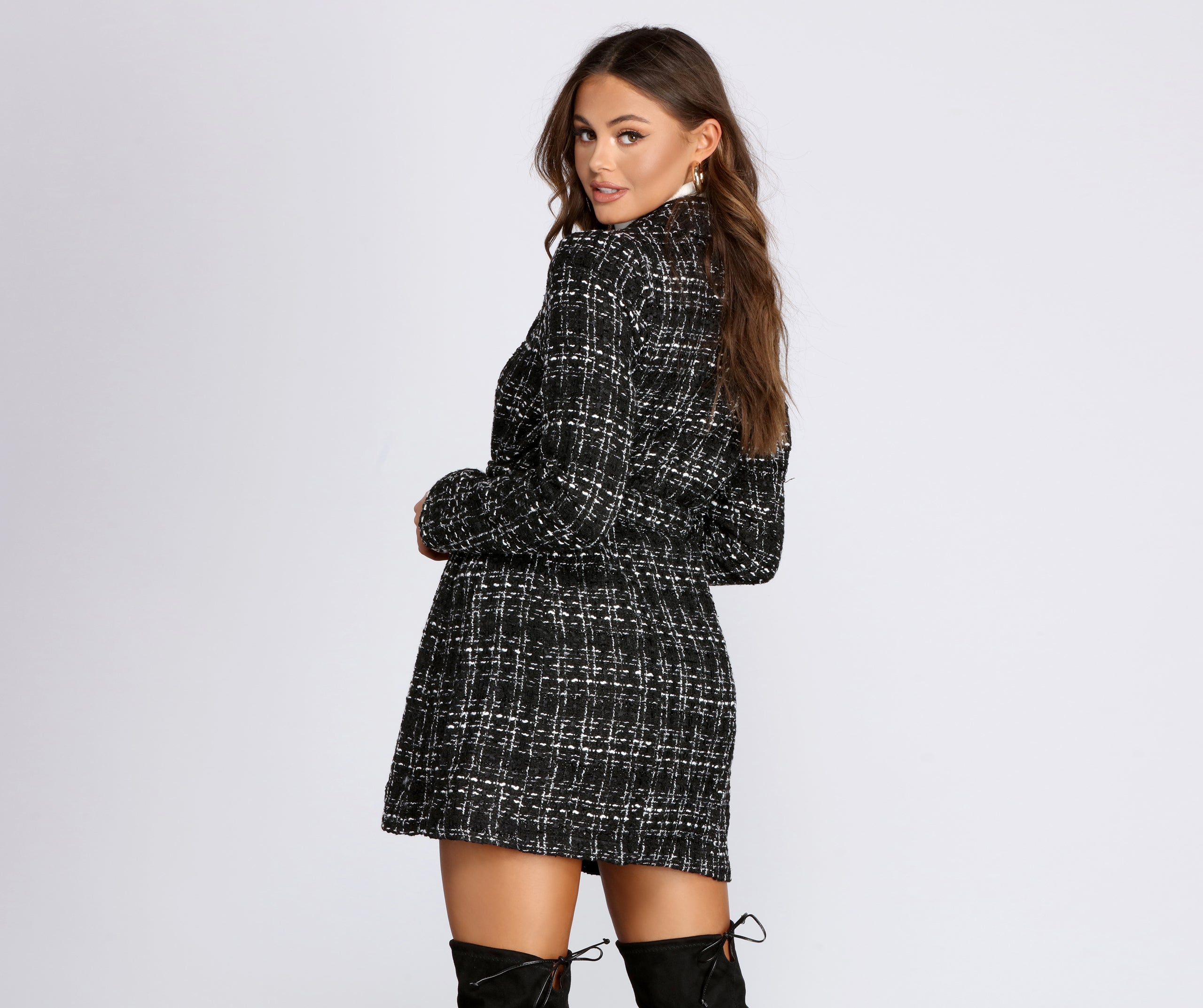 Boucle Belted Blazer Trench