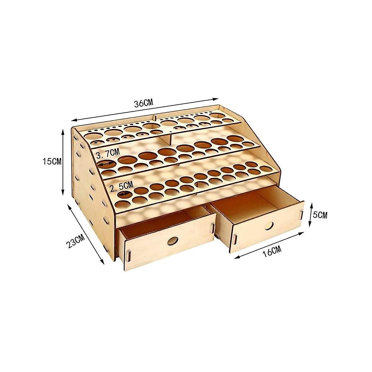 Diy Wooden Organizer Paint Bottles Display Brushes Holder Stand Storage Model Tool 58 Bottles Of Pa