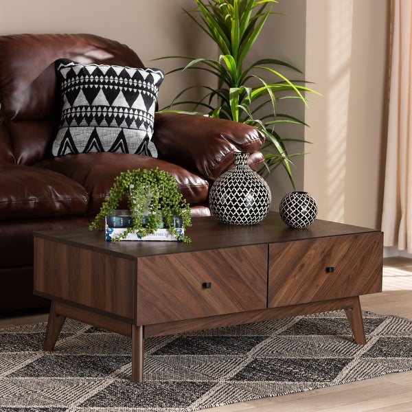 Hartman Mid-Century Modern Walnut Brown Finished Wood Coffee Table