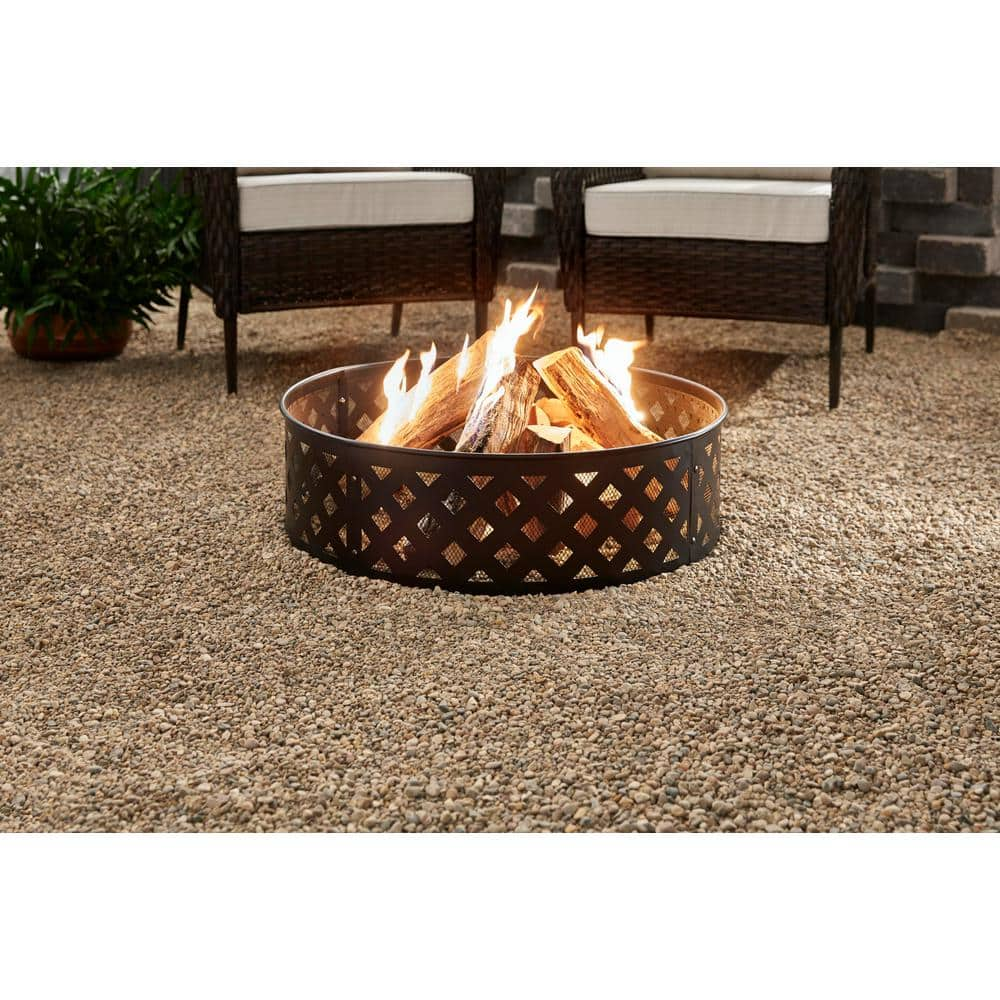 Hampton Bay 30 in. Steel Fire Ring with Lattice Pattern in Black OFW279FR