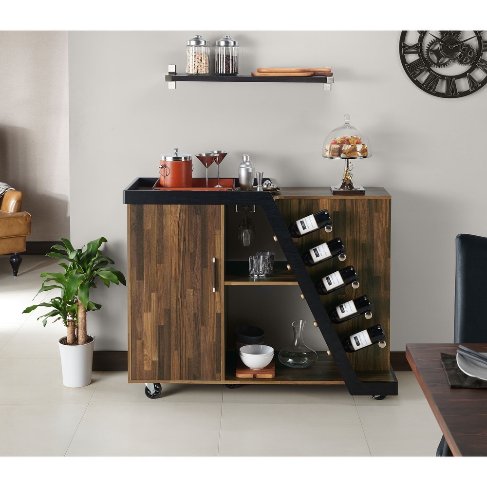 Furniture of America Tern Modern 6 shelf Mobile Wine Cabinet