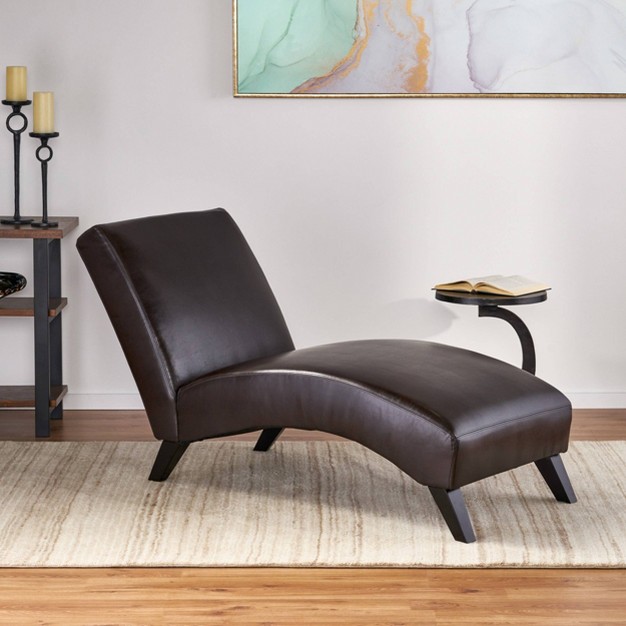 Finlay Leather Chaise Lounge Brown Christopher Knight Home