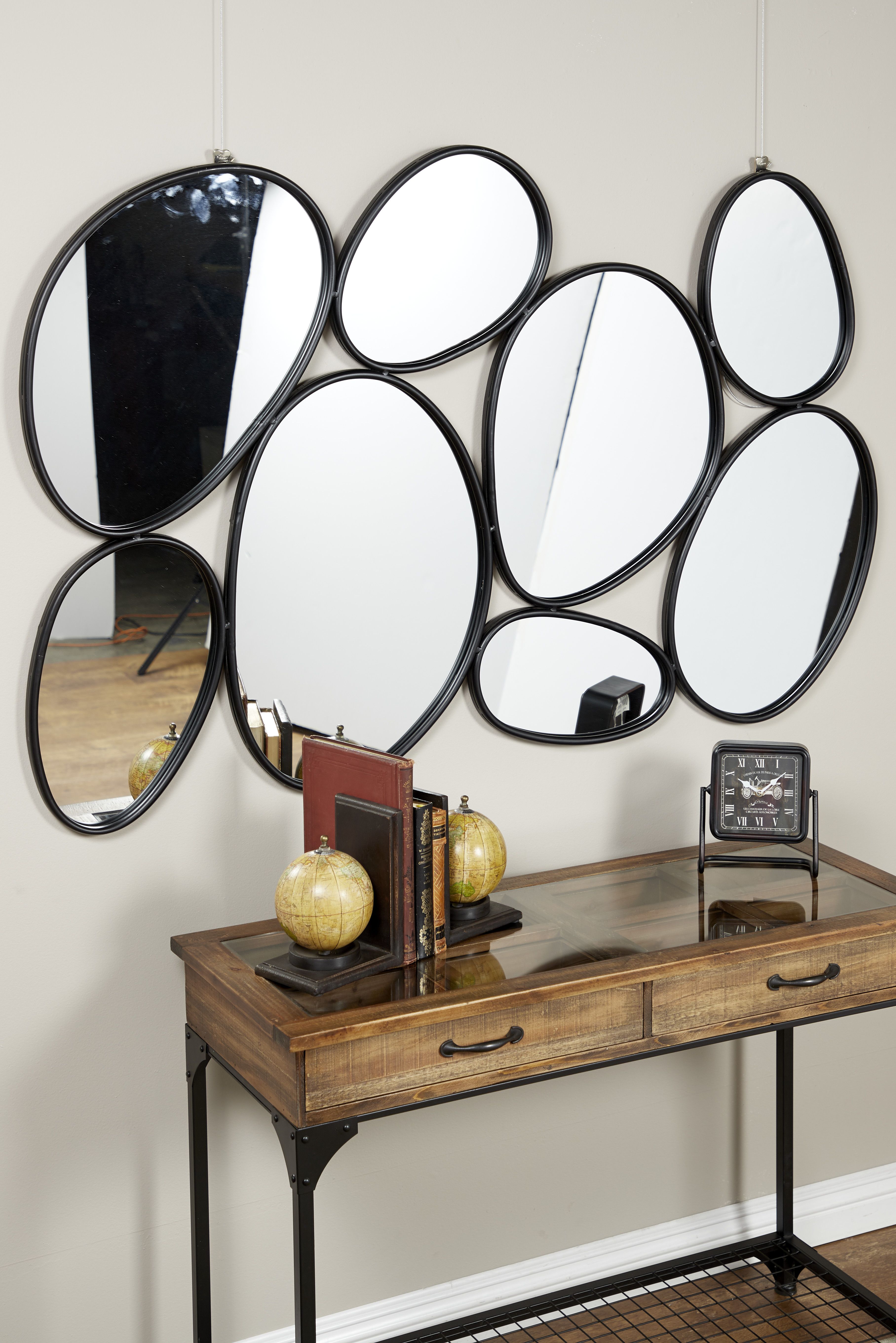 Black Contemporary Metal Wall Mirror 35 x 54