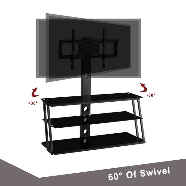 41 inch AngleandHeight Adjustable TV Stand with 3-Tier ShelfandFree Swivel