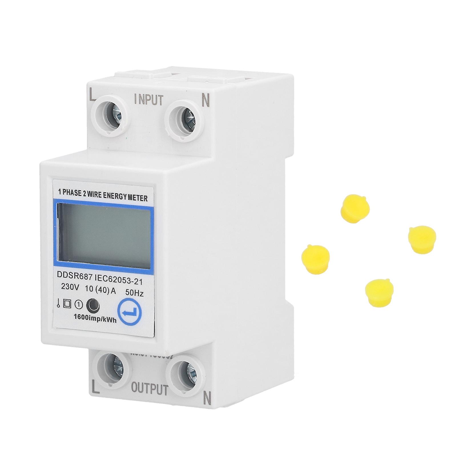 1 Phase 2 Wire Energy Meter Multifunctional Lcd Digital Display 2p Din Rail Electric Meter For Home