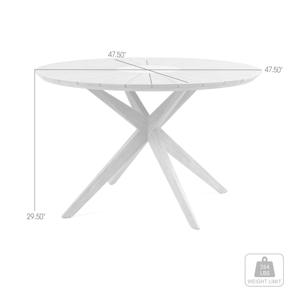 Sachi Eucalyptus Solid Wood Round Outdoor Dining Table with Concrete Accent