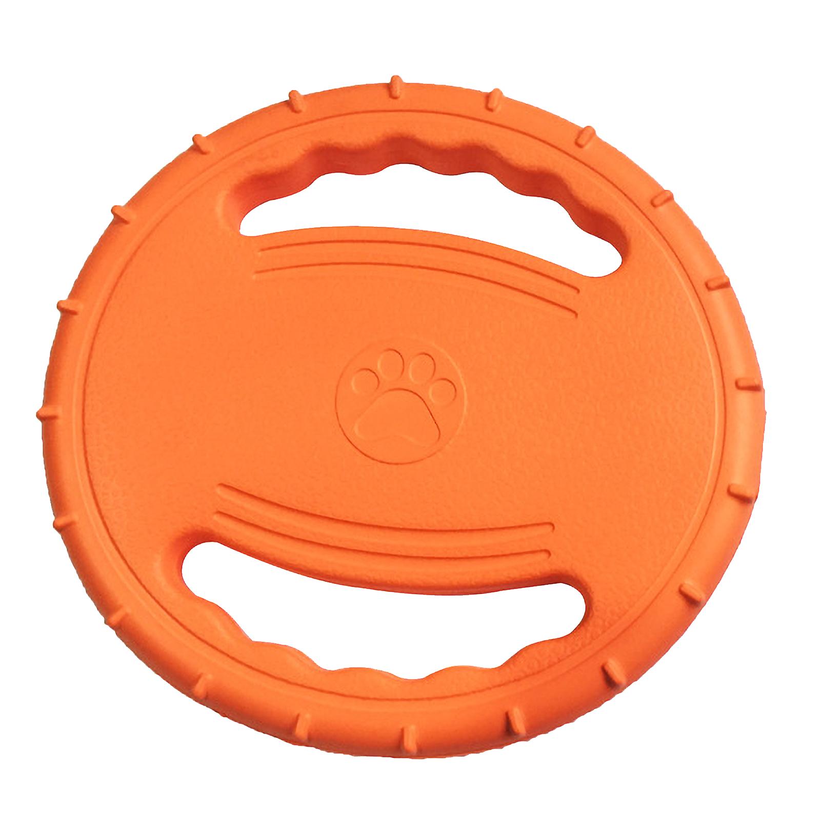Pet Dog Flying Disc Eva Dog Training Ring With Double Handles Dog Flyer Toys Outdoor Activity Floating Fetch Toy Orange