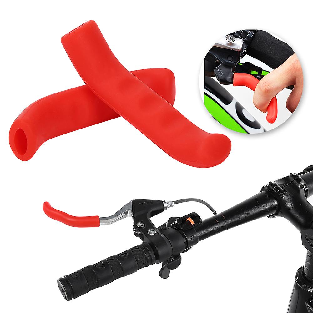 1pair Folding Bicycle Mountain Bike Handlebar Silicone Anti Skid  Grip Cover (red)