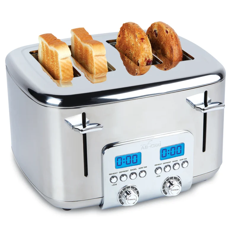 All-Clad TJ824D51 Stainless Steel Digital Toaster with Extra Wide Slot， 4-Slice， Silver