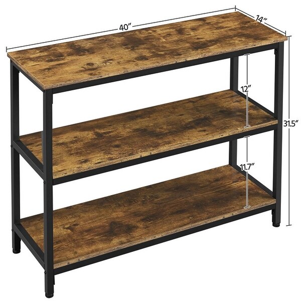 Industrial Console Table Vintage Sofa Side Table for Entryway Living Room， Rustic Brown