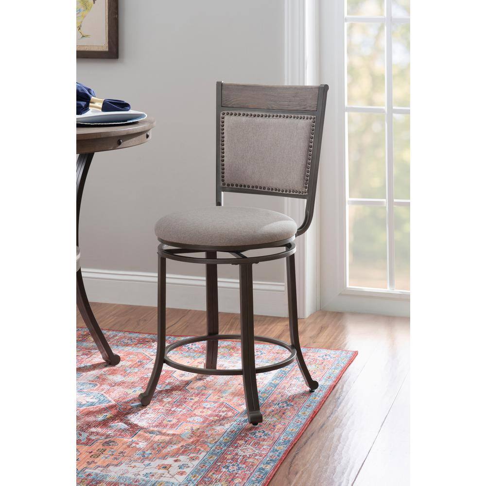 Powell Company Franklin Rustic Umber and Pewter Swivel 24 in. Counter Stool HD1550CS20P