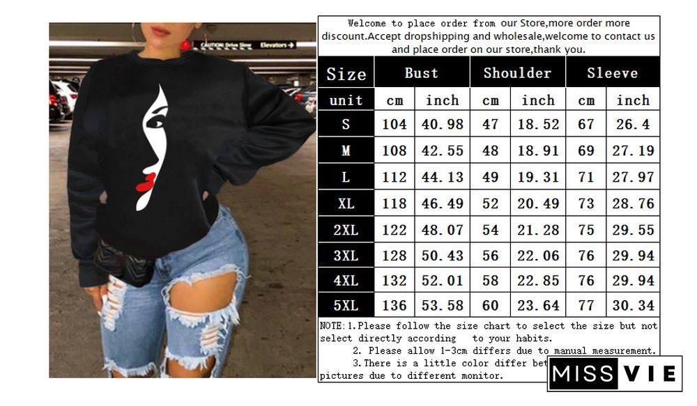 O Neck Long Sleeve Sweatshirt Streetwear Tops