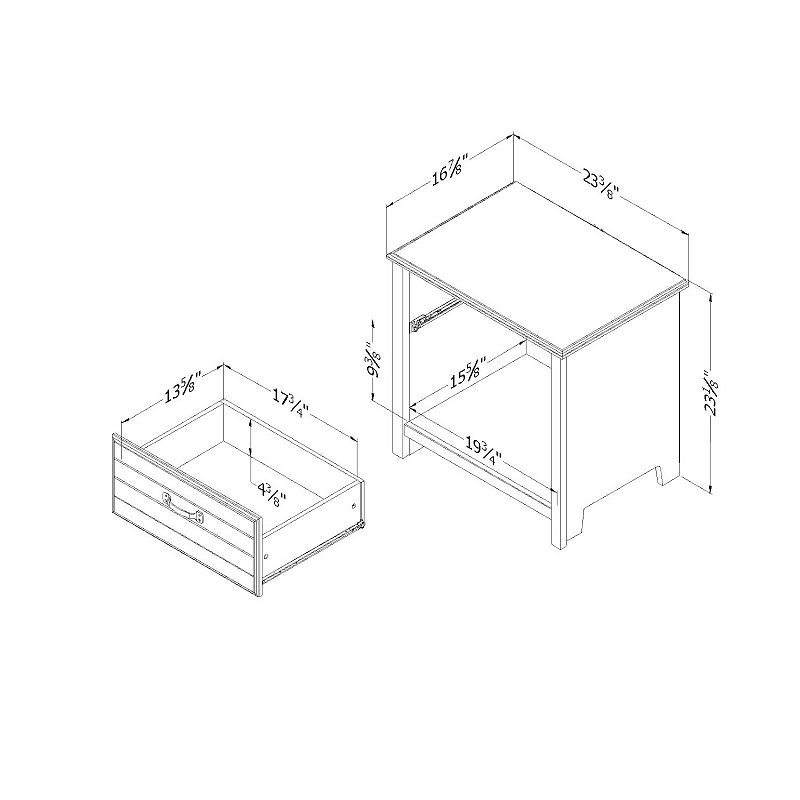 South Shore Asten 1-Drawer Nightstand