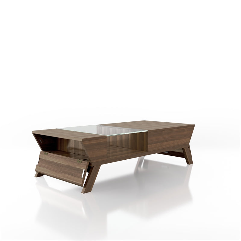 Furniture of America Soto Contemporary Wood Coffee Table with Storage in Walnut