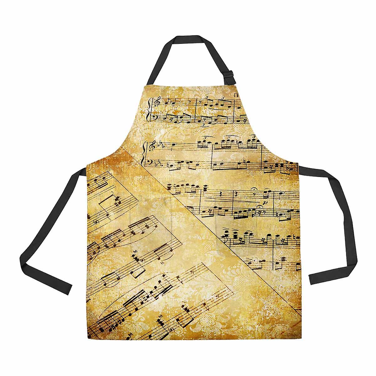 Vintage Musical Pages Unisex Adjustable Bib Apron With Pockets For Commercial Restaurant And Home Kitchen Use