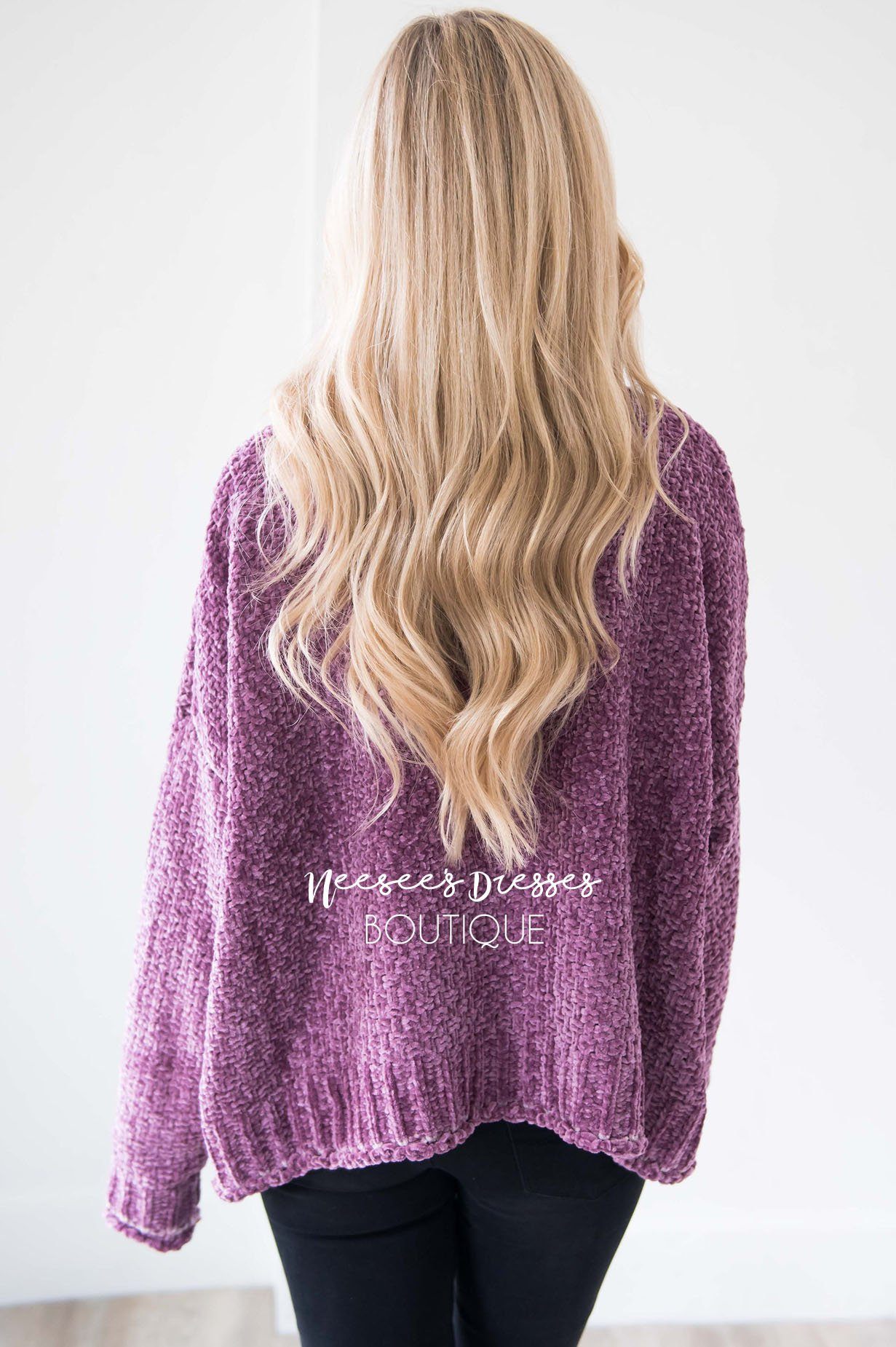 Soft Chenille Contrast Stitch Knit Sweater