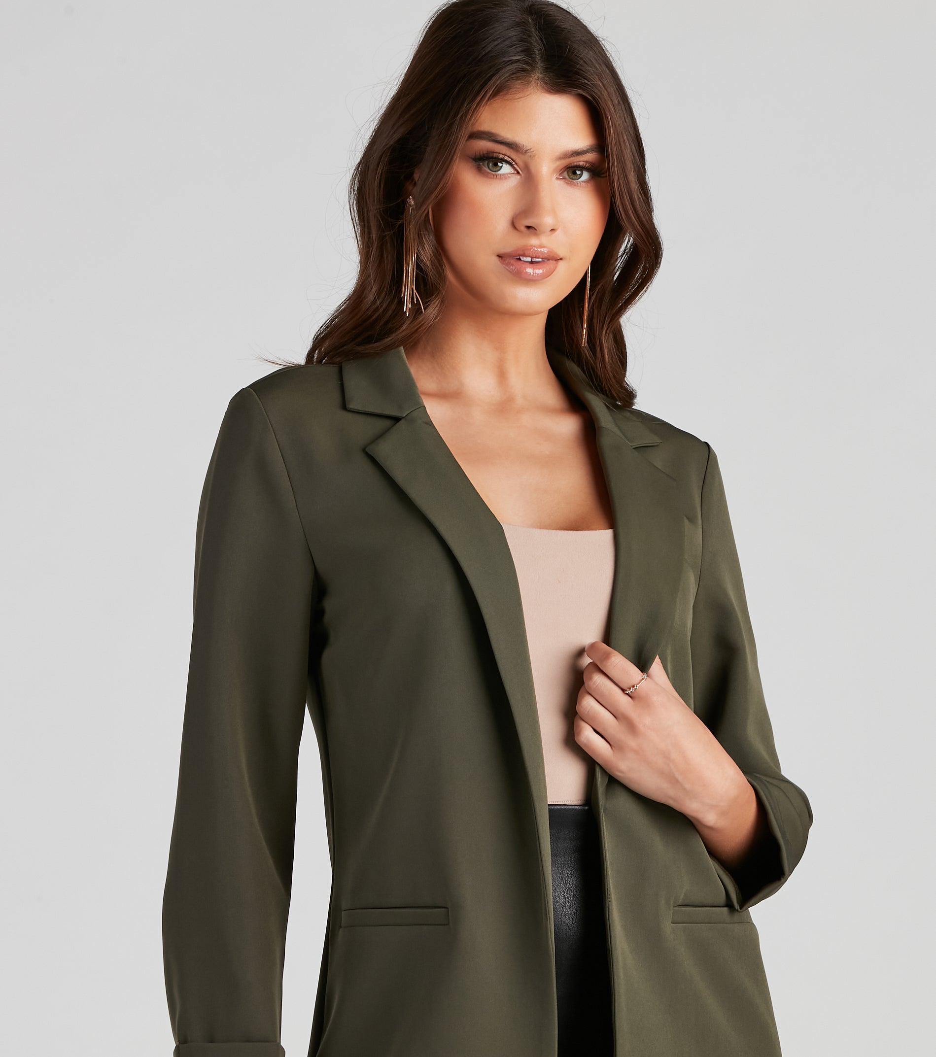 Biz Call 3/4 Sleeve Boyfriend Blazer