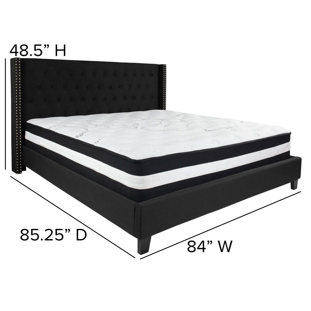 Tufted Upholstered Platform Bed with Pocket Spring Mattress