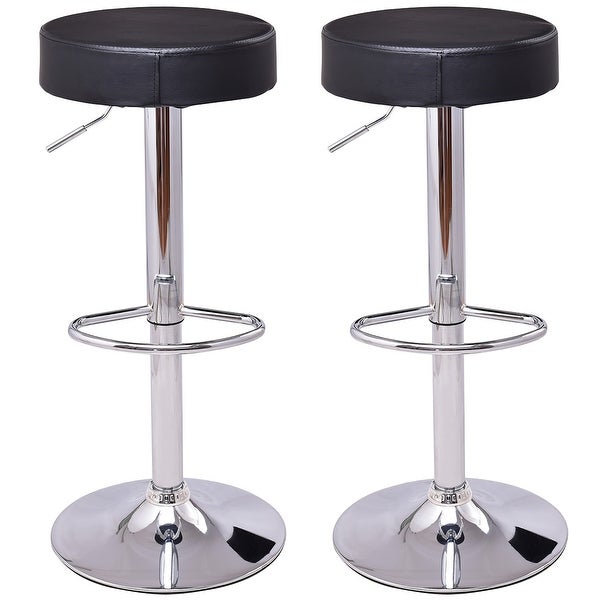 Set of 2 Bar Stools Modern Swivel Backless Round Bar Stool