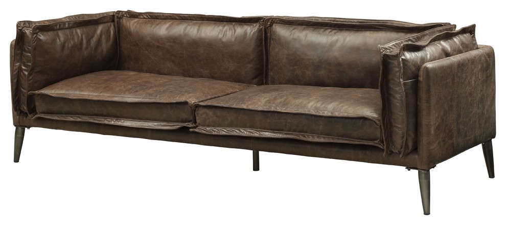 ACME Porchester Loveseat  Distress Chocolate Top Grain Leather   Midcentury   Loveseats   by HedgeApple  Houzz