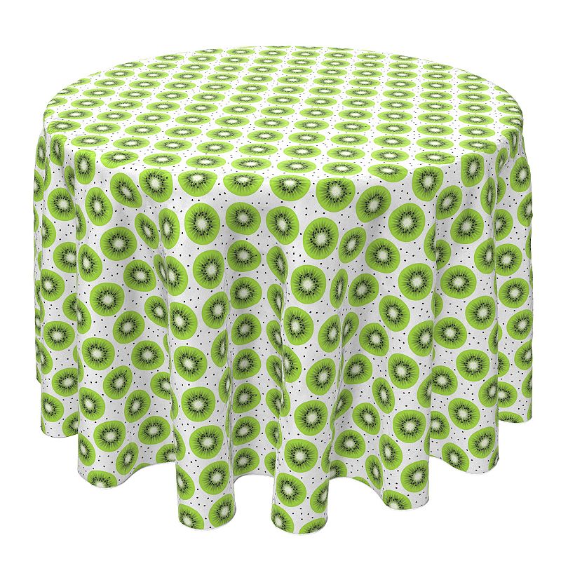 Round Tablecloth， 100% Cotton， 60 Round， Kiwi Slices