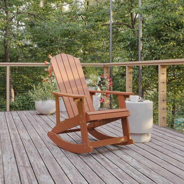 Adirondack Style Poly Resin Wood Rocking Chair for Indoor/Outdoor Use