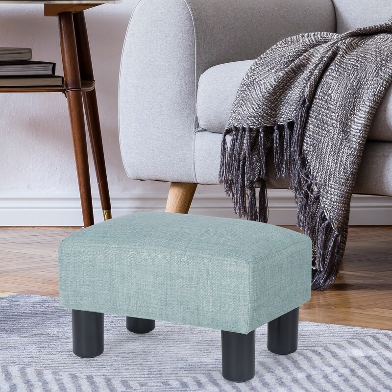 Adeco Small Rectangular Ottoman Modern PU Leather Footrest Stool Chair