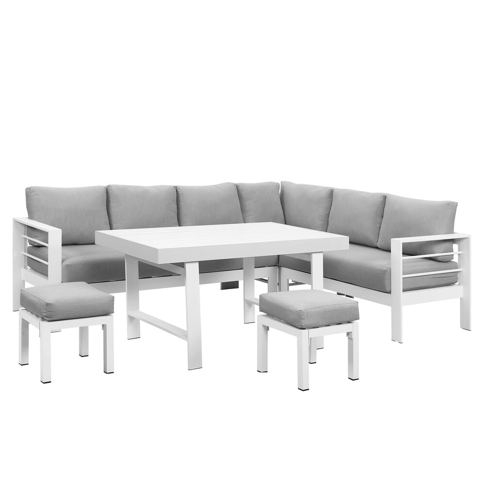 6 Pieces Aluminum Outdoor Dining Set with Thick Cushion