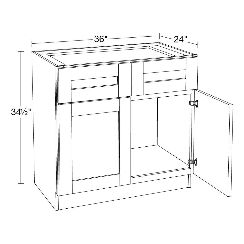 Home Decorators Collection Washington Veiled Gray Plywood Shaker Stock Assembled Base Kitchen Cabinet Sink Base 36 in. x 34.50 in. x 24 in. SB36-WVG