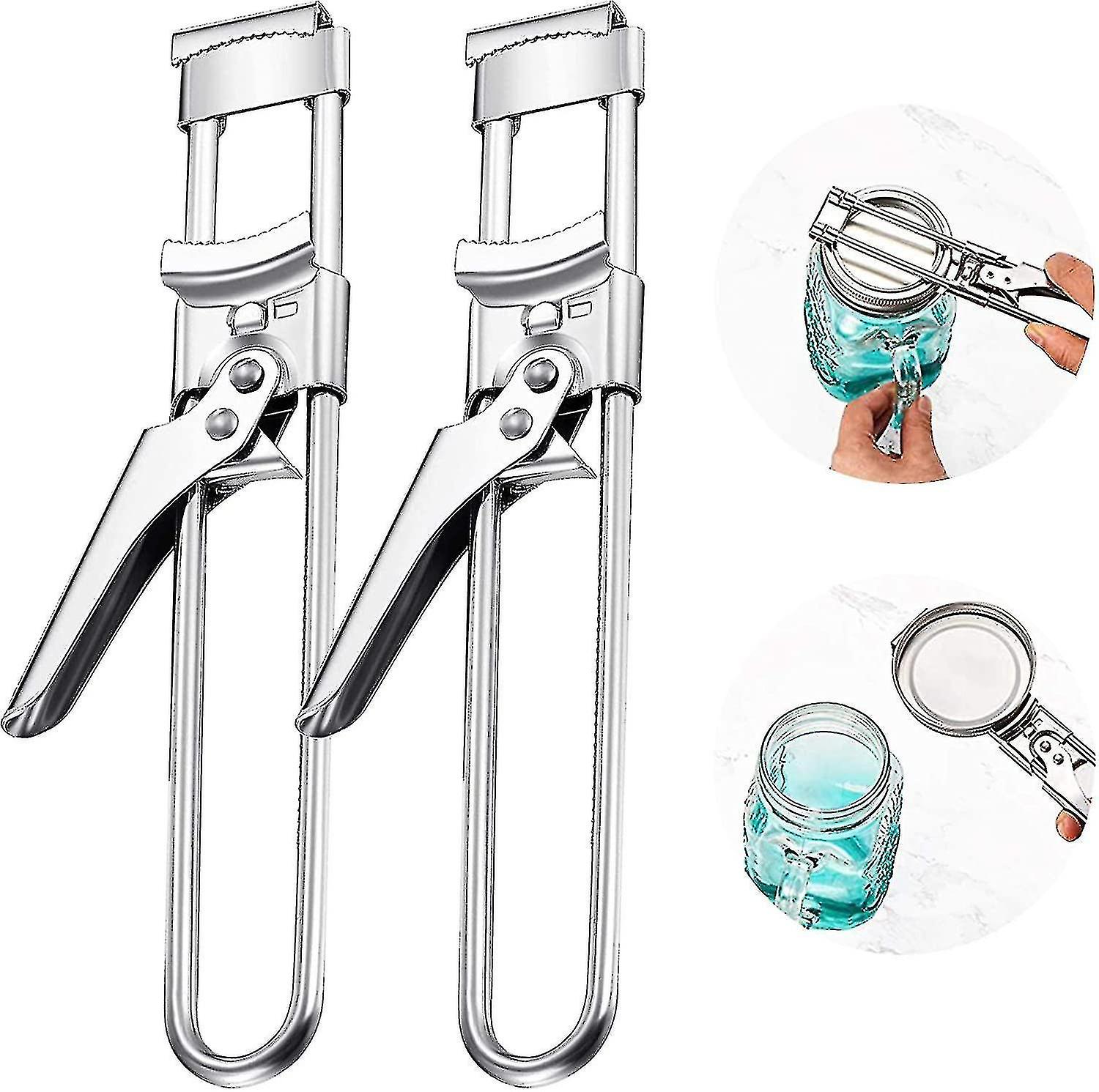 2pcs Master Opener Adjustable Jar and Bottle Opener， Adjustable Multifunctional Stainless Steel Can Op