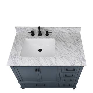 Home Decorators Collection Merryfield 37 in. W x 22 in. D x 35 in. H Bathroom Vanity in Dark Gray with Carrara White Marble Top 19112-VS37-DG