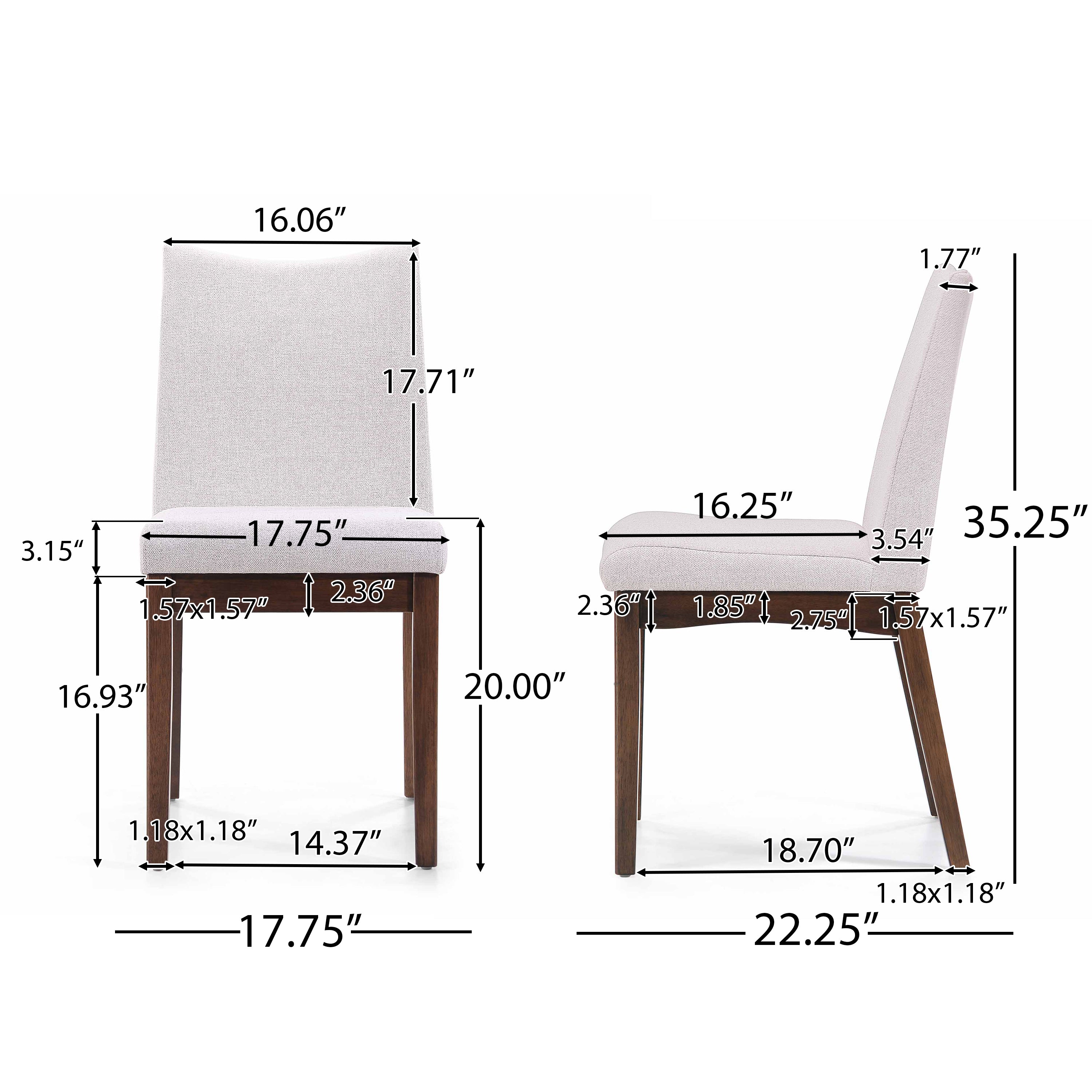 Gertrude Fabric & Wood Finish Mid-Century Modern Dining Chairs (Set of 2)