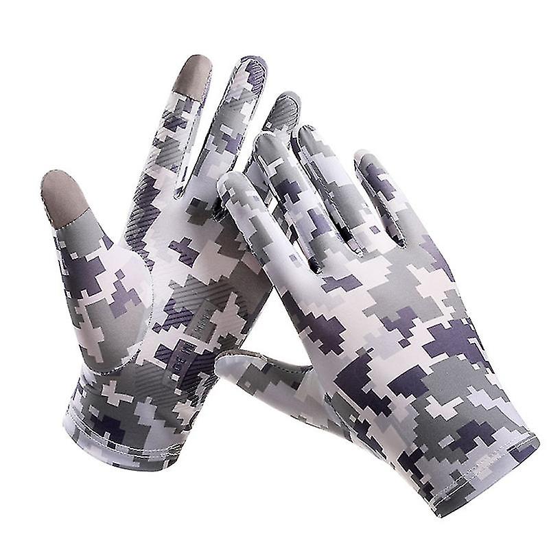 Women Summer Two-finger Exposed Touchscreen Glove Breathable Camouflage Mittens