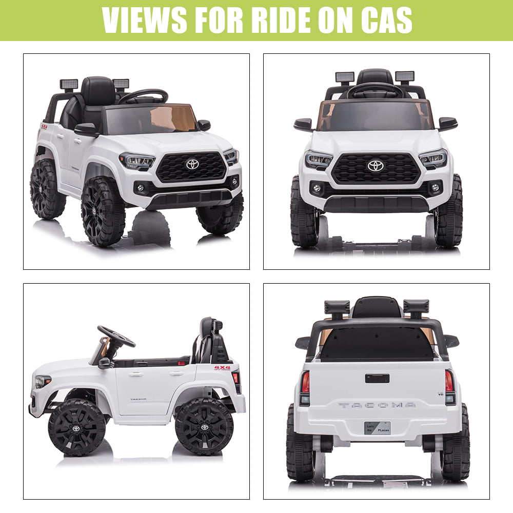 Toyota Tacoma 12V Kids Ride On Truck Car w/ Parent Remote Control, LED Lights, MP3 Player, Horn, White