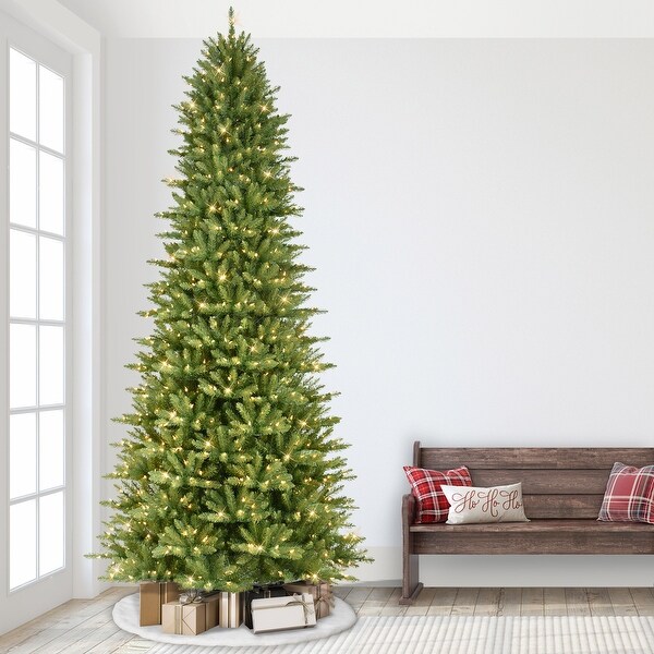 Puleo International 9 ft. Prelit Slim Fraser Fir Artificial Christmas Tree