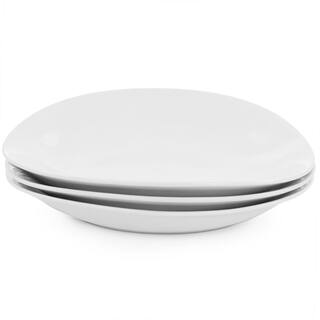 Elama 19 in. L x 10.5 in. W x 8.5 in. H Oval White Porcelain 3-Tier Plate Serveware Stand (Set of 4) 985116786M