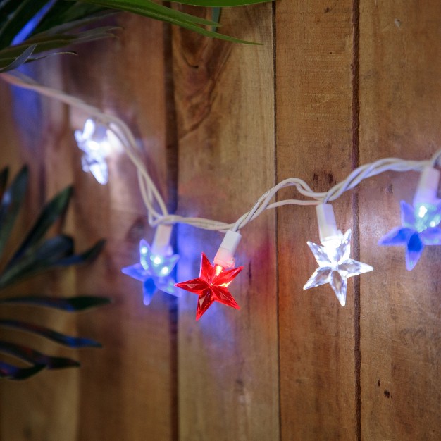 Northlight 30ct Led Patriotic Stars Fourth Of July String Light Set 7ft White Wire