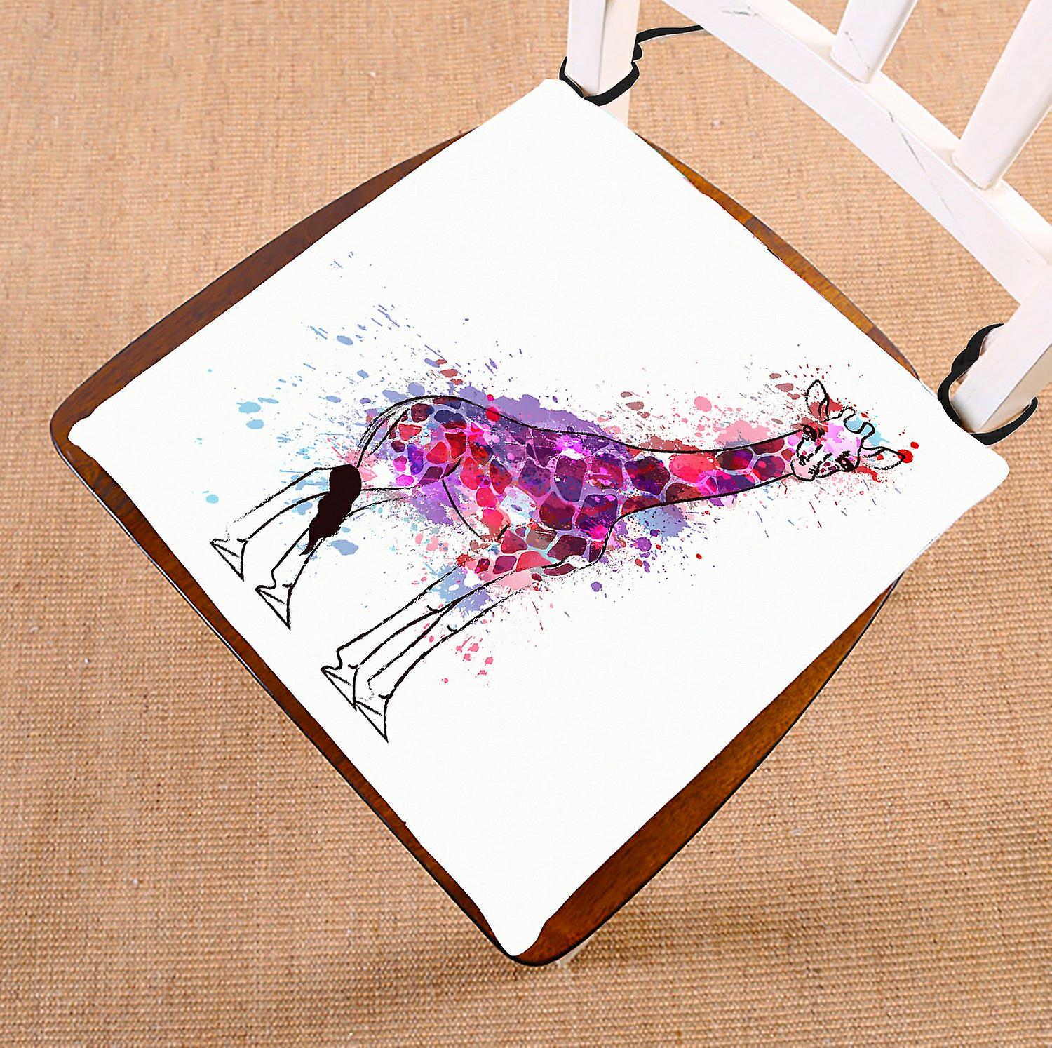 Animal Chair Pad， Cute Watercolor Giraffe Seat Cushion Chair Cushion Floor Cushion 50x50 Cm