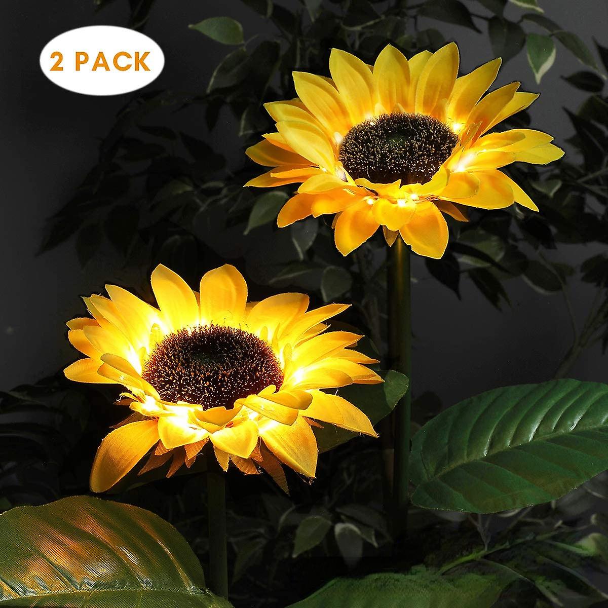 2pcs Solar Simulation Sunflower Lantern Outdoor Lawn Lamp