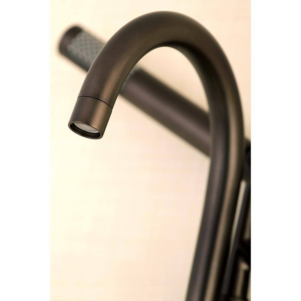 Kingston Brass Modern Adjustable 3-Handle Wall-mount Claw Foot Tub Faucet with Handshower in Oil Rubbed Bronze HAE8155DX