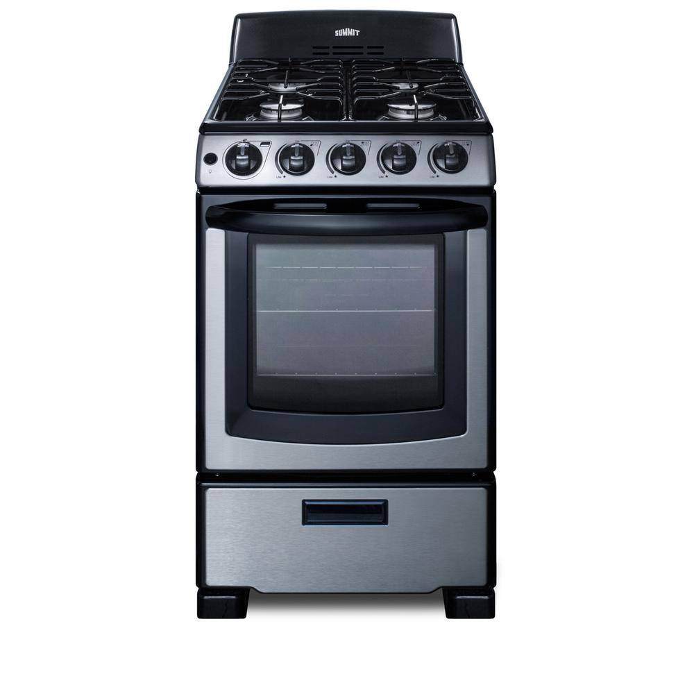 Summit Appliance 20 in. 2.3 cu. ft. Gas Range in Stainless Steel PRO201SS