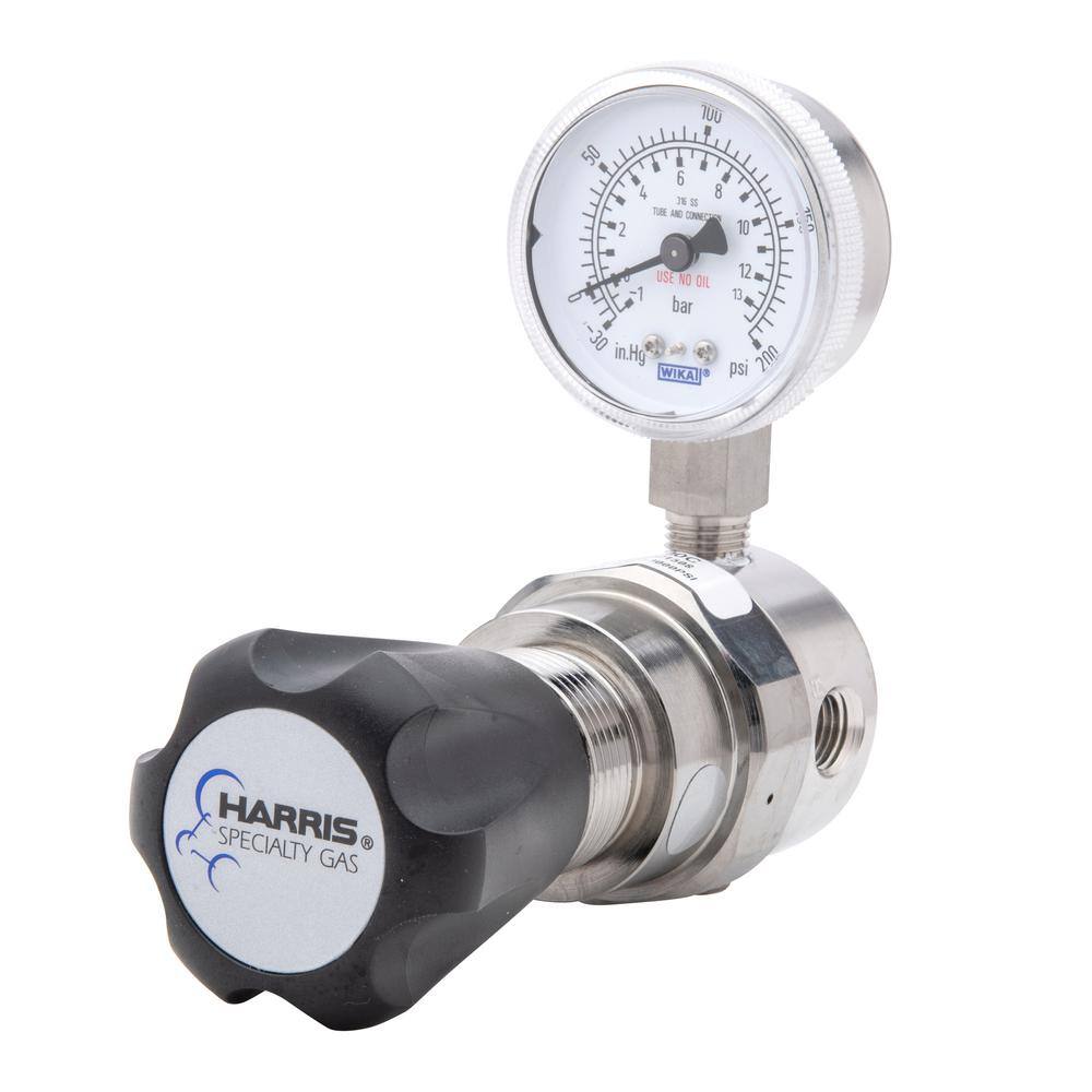 Harris High-Purity Stainless Steel Nitrogen Helium Argon Carbon Dioxide Hydrogen Oxygen Regulator 0-125 PSIG 14in. FNPT 743125000C